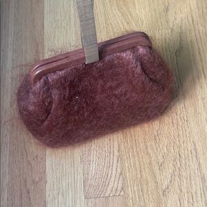 Brown wooly Clutch with Vintage-Inspired Design